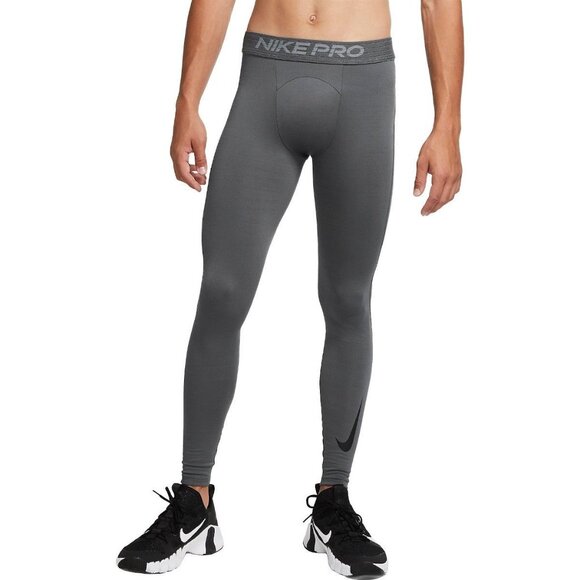 Nike Pro Warm Grey Tights Baselayer Leggings Workout Running Men's L - Picture 1 of 9
